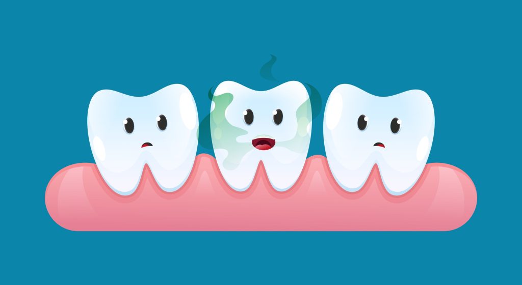 cartoon teeth with bad breath